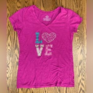💕LOVE💕 pink t-shirt szM(7/9) soft comfy cotton/polyester ✨VERY GUC✨